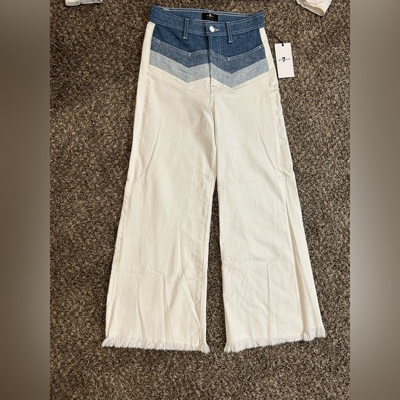 New 7 For All Mankind Tricolor Stitched Denim Jacket and Pant Outfit. - Picture 5 of 13